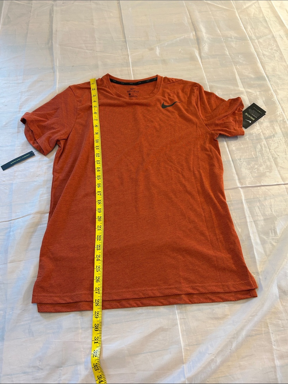 Nike Men’s Short-Sleeve Crew Tee in Burnt Orange with Black Swoosh - Picture 7 of 9